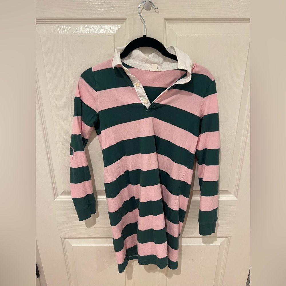 CrewCuts Girls Pink and Green Striped Polo Shirt Dress